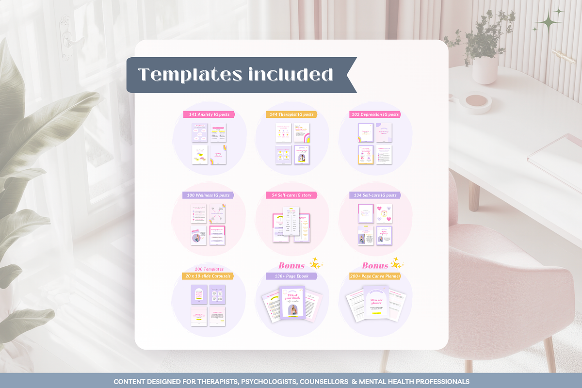 Mental health bundle Canva template preview 8