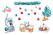 Watercolor Christmas clipart set, an Illustration by masha gross (Thumbnail 1 of 4)