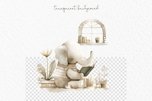 Baby Elephant PNG Watercolor Clipart