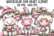 Watercolor Cow Heart clipart, an Illustration by CraftArtStudio (Thumbnail 1 of 5)