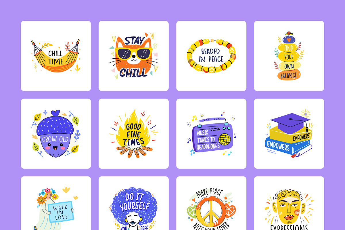 Hippie Stickers, an Emoji Icon by Brickclay (Photo 7 of 9)