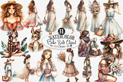Watercolor Boho Girls Clipart, an Illustration by Designking (Thumbnail 1 of 4)