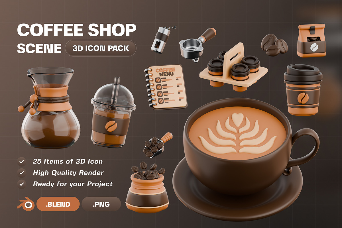 Coffee Shop 3D Icon Pack, an Object 3D Model by Haps Space (Photo 1 of 4)