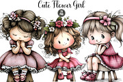 Cute Flower Girl Clipart, an Illustration by DreamArtGraphic (Thumbnail 1 of 5)