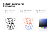 Elephant Drawing Icons, an Outline Icon by Prosymbols (Thumbnail 3 of 5)