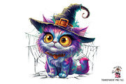 Witch Cat Clipart PNG Bundle, an Illustration by Clipart Bloom (Thumbnail 7 of 14)