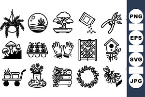 Hand Drawn Garden Icons Set, an Illustration by designvectx