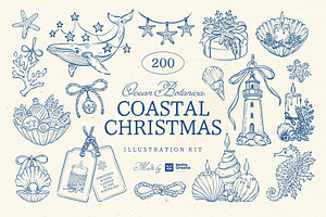 Coastal Christmas Illustration Kit, a Seasonal Illustration by KetteCreate