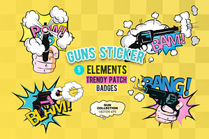 Vector guns sticker comics style