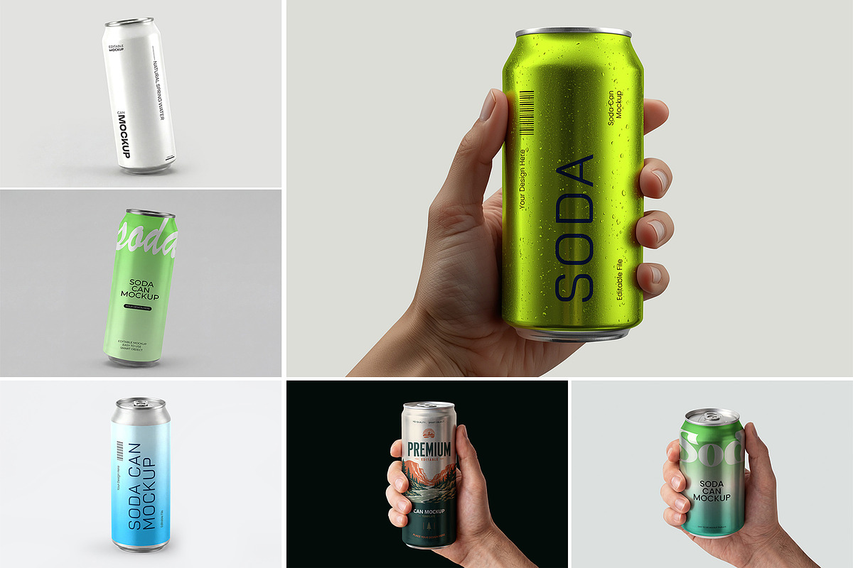 Metal Soda Can Mockup Bundle, a Packaging Mockup by graphypix (Photo 1 of 15)