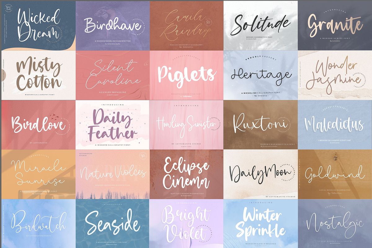 The ULTIMATE! 100 Font Bundle!, a Script Font by Letterative Studio (Photo 6 of 8)