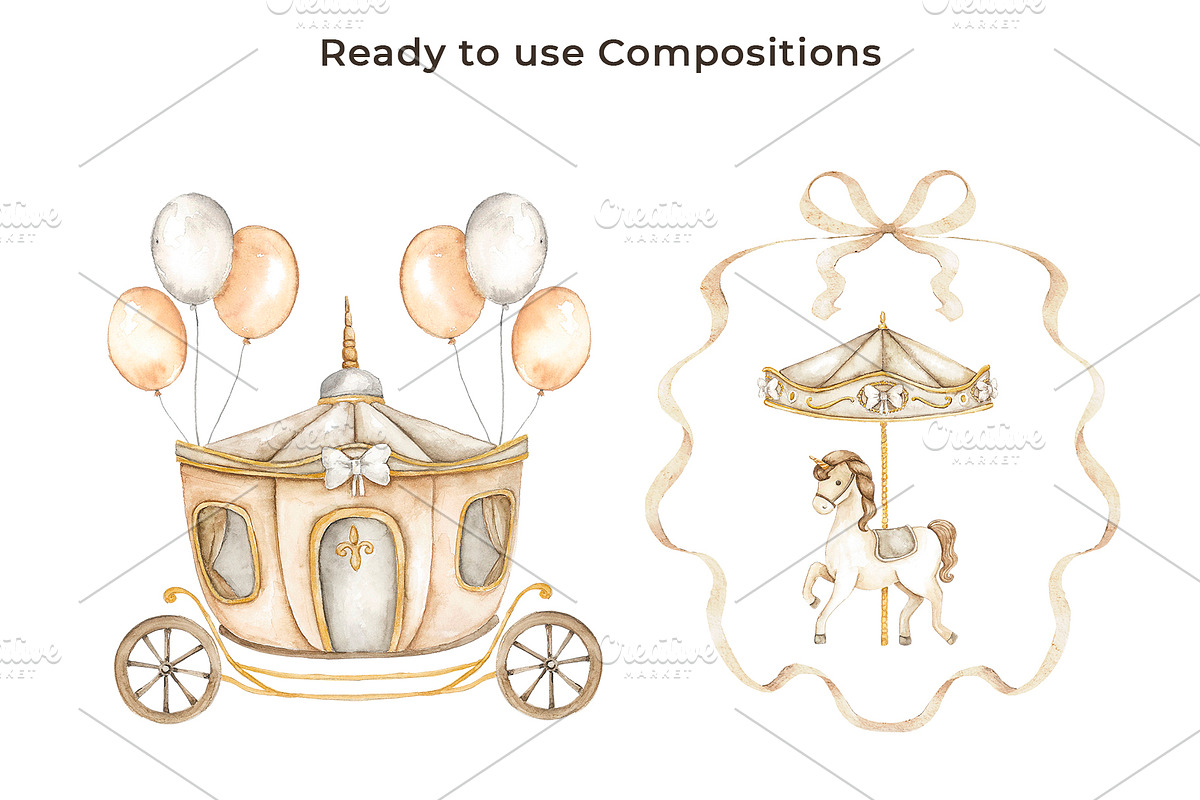 Vintage Carousel Horses Clip Art, a Decorative Illustration by Eves_Aquadreams (Photo 5 of 11)
