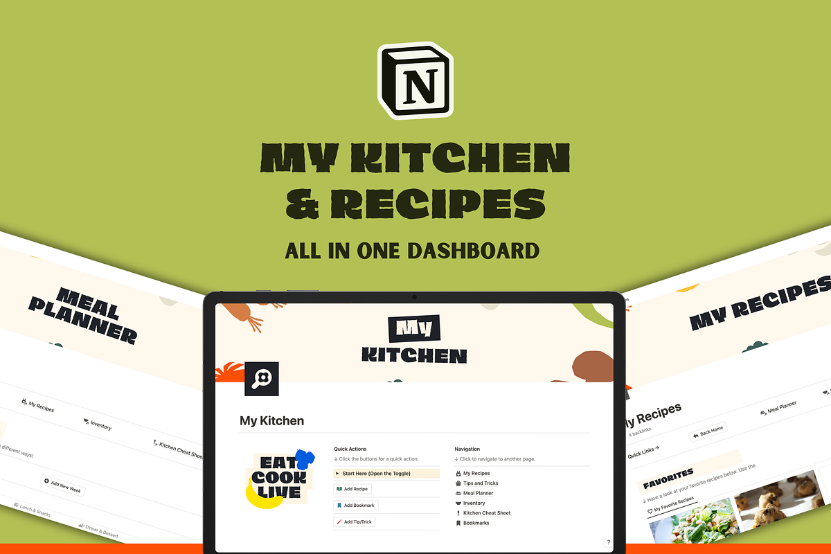 Notion Recipes Meal Planner Template, a Templates & Theme by Woolshark (Photo 1 of 10)
