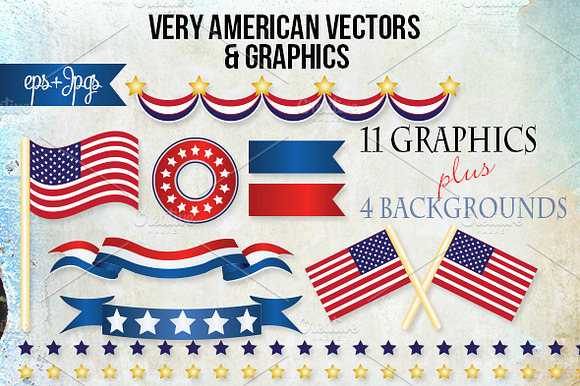 America Flag banners graphic Vectors preview 3