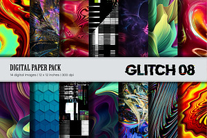 Glitch Psychedelic 08.Digital Paper., a Texture Illustration by KENO Mascots
