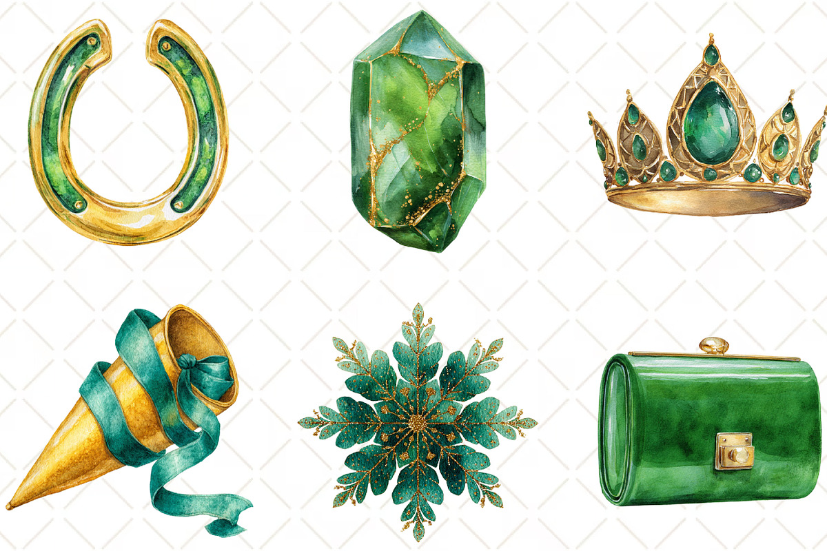 Emerald Nights Green Gold New Year, an Illustration by Black Bird Studio (Photo 4 of 6)