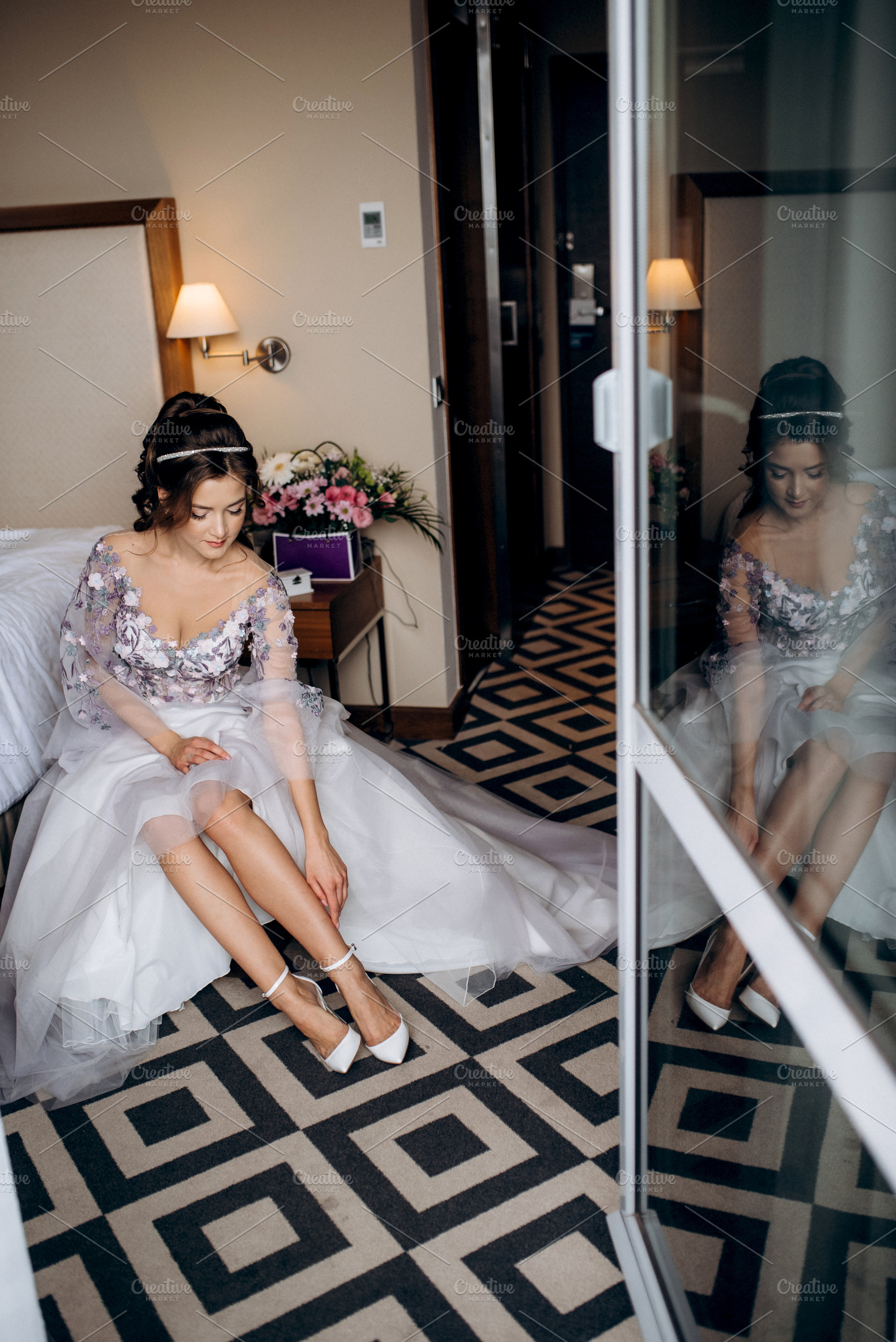 A portrait of a bride in the morning at a hotel, a Person Photo by Weddings, People, Travel