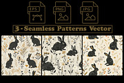 Black Rabbits – 3 Seamless Vector, a Pattern Graphic by one-touch (Thumbnail 2 of 10)