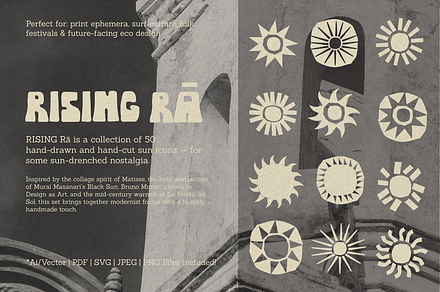 Rising Rā - 50 Hand Drawn Suns, a Decorative Illustration by Madeline ODonoghue Design