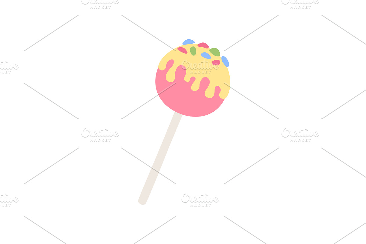 Sweet cute pink lollipop on stick in, a Food Illustration by Nadzin