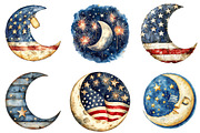 Patriotic Moons Clipart PNG, an Illustration by SinaCreation (Thumbnail 4 of 5)