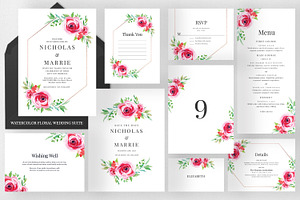 Watercolor Floral Wedding Suite, an Invitation Template by Azka Creative