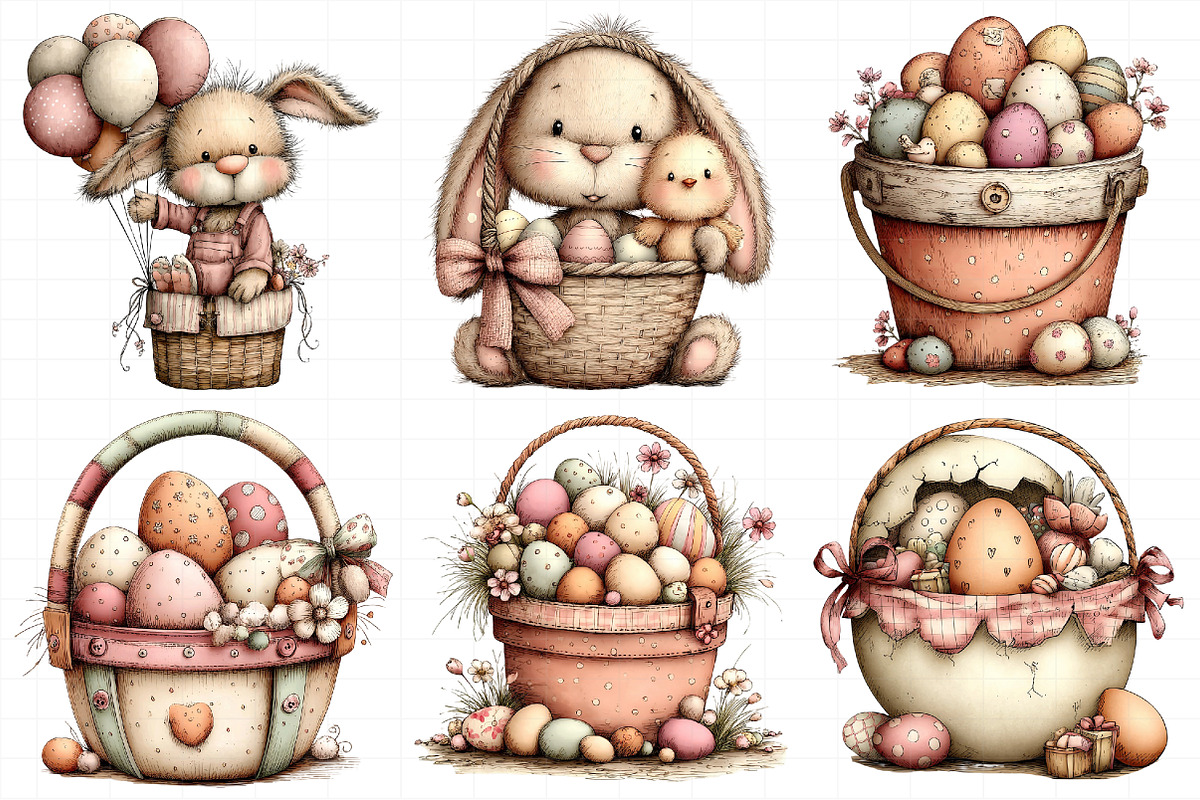 Easter Basket Clipart Set, an Illustration by Daily.Designs (Photo 7 of 8)