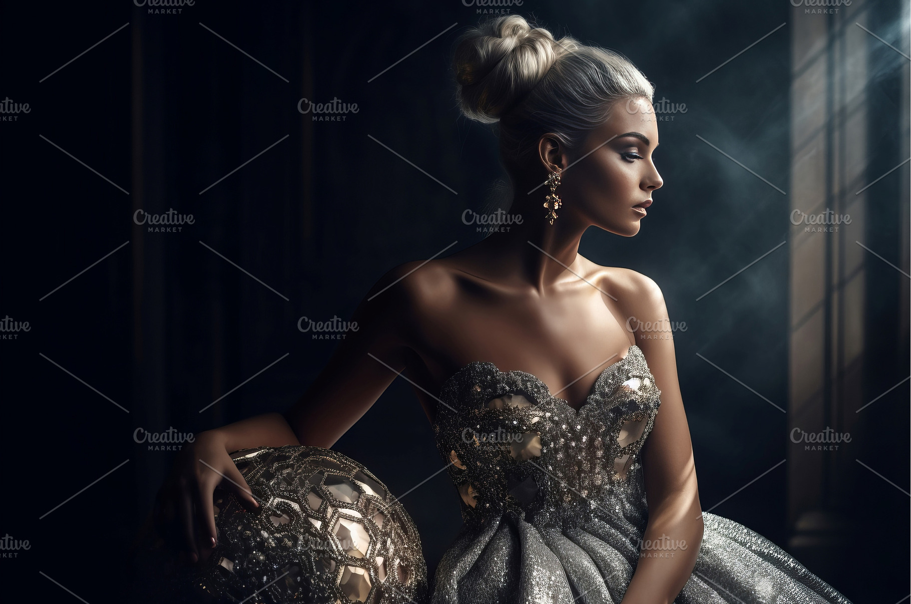 Model in stylish sparkling festive, a Beauty & Fashion Photo by Ylivdesign