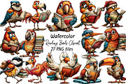 Cozy Reading Birds Clipart Bundle., an Animal Illustration by SVGArt (Thumbnail 1 of 3)