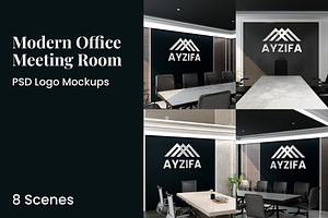 3d Logo Office Meeting Room Mockups