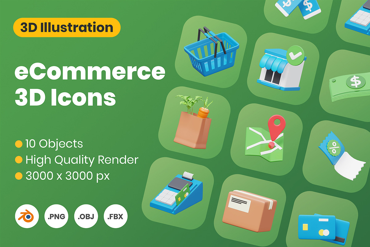 E-Commerce 3D Icons, an Object 3D Model by Rakata Studio (Photo 1 of 2)