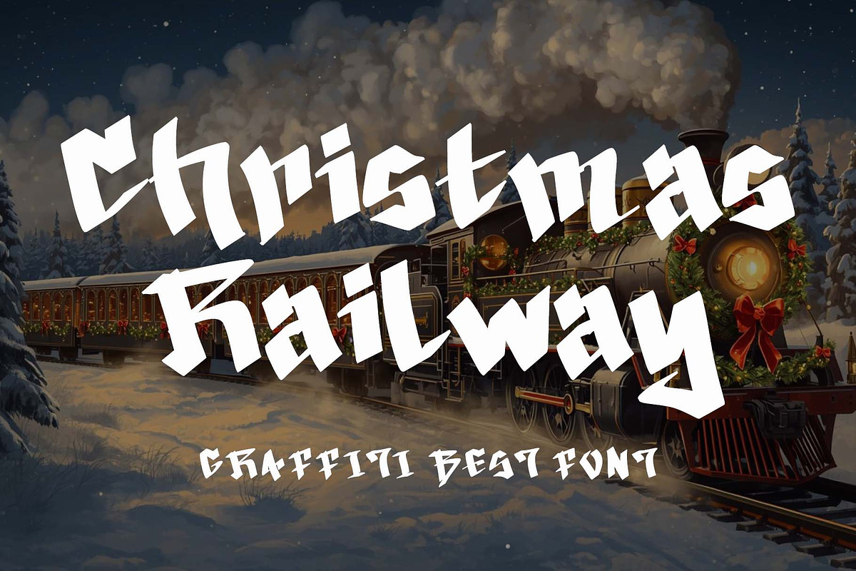 Christmas Railway, a Blackletter Font by Yoga Letter (Photo 1 of 6)