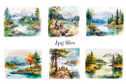 Tourist camping, watercolor clipart, a Person Illustration by AkvarelRiver (Thumbnail 7 of 8)