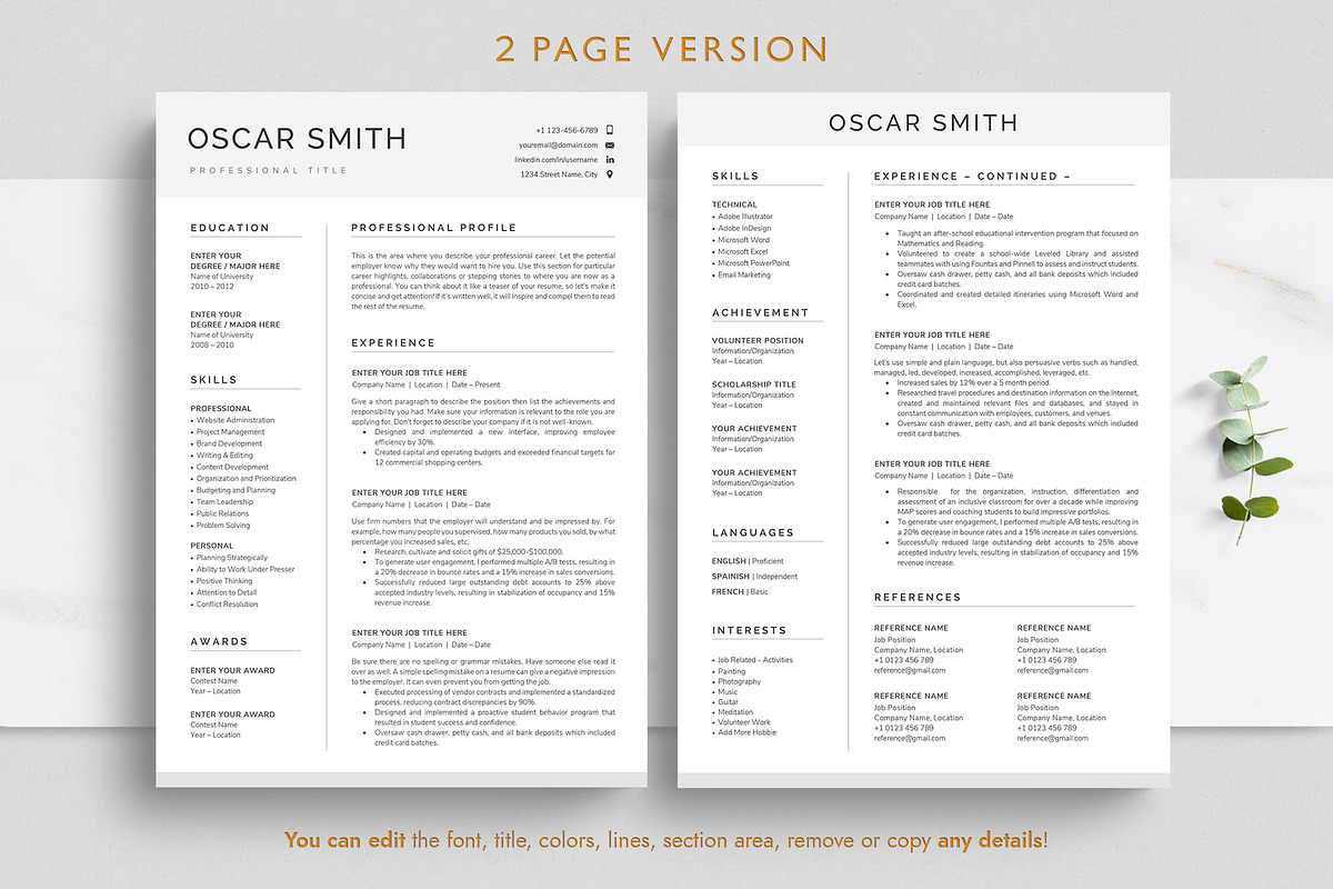 Modern Resume/CV Template - OSCAR, a Resume Template by TheStandOutResume (Photo 3 of 10)
