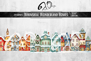 Whimsical Christmas Homes Clipart