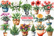 Christmas Houseplants Clipart, an Illustration by Canvas Craft (Thumbnail 1 of 8)