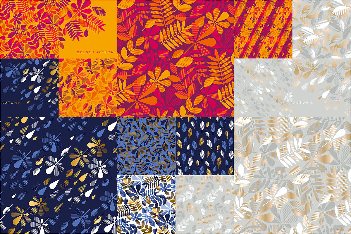 Geometric Foliage Pattern Collection, a Pattern Graphic by Gala ...