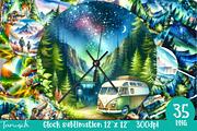 watercolor camping bundle, a Templates & Theme by TanuschArts (Thumbnail 9 of 10)