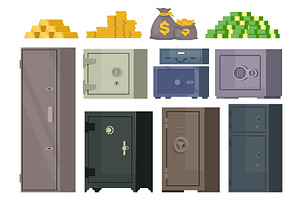 Cash and bank vaults. Safe deposit, a Finance Illustration by Vectorbuum