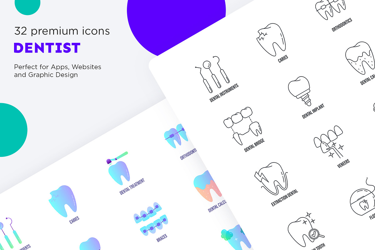 Dentist | 32 Icons Set Hand Drawn, an Outline Icon by Marina Silence (Photo 13 of 17)