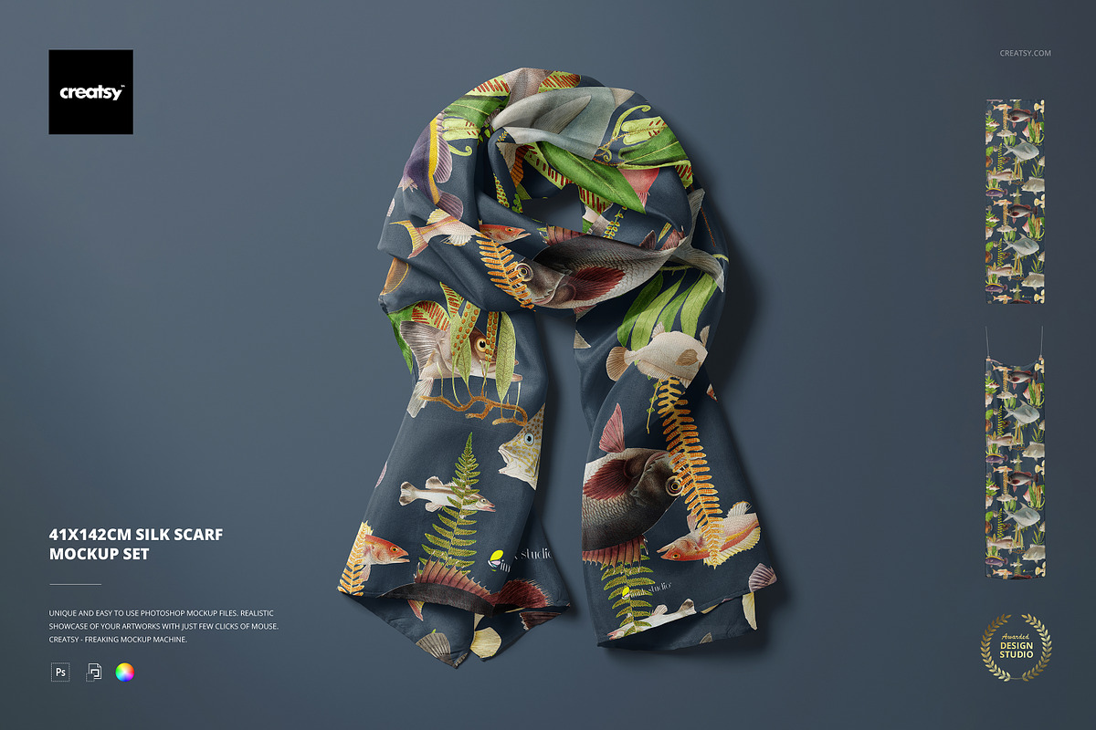 41x142cm Silk Scarf Mockup Set, a Mask Mockup by creatsy5 (Photo 1 of 8)