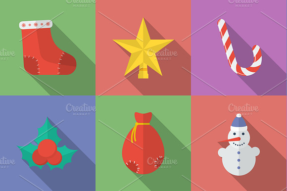 Set Of 16 Christmas Icons.
