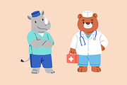 Cute, funny animal doctors set, an Animal Illustration by Good Studio (Thumbnail 3 of 8)