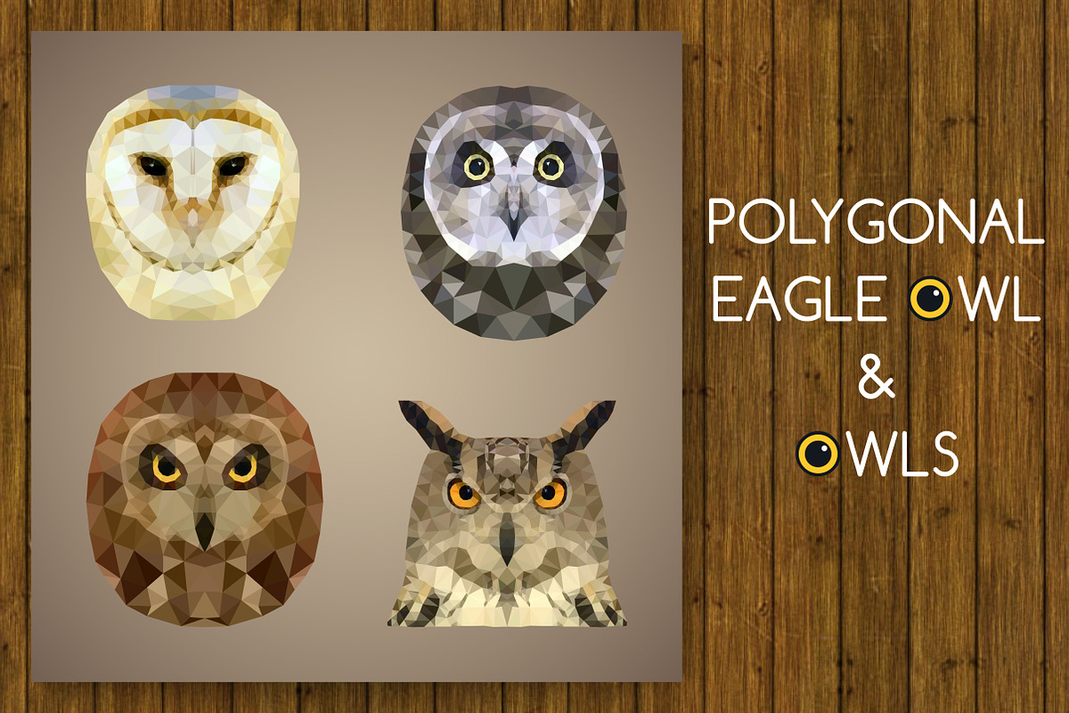 Polygonal eagle owl and owls, an Illustration by samarka