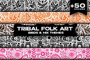 Vintage Birds Folk Art, a Decorative Illustration by devastd (Thumbnail 1 of 28)