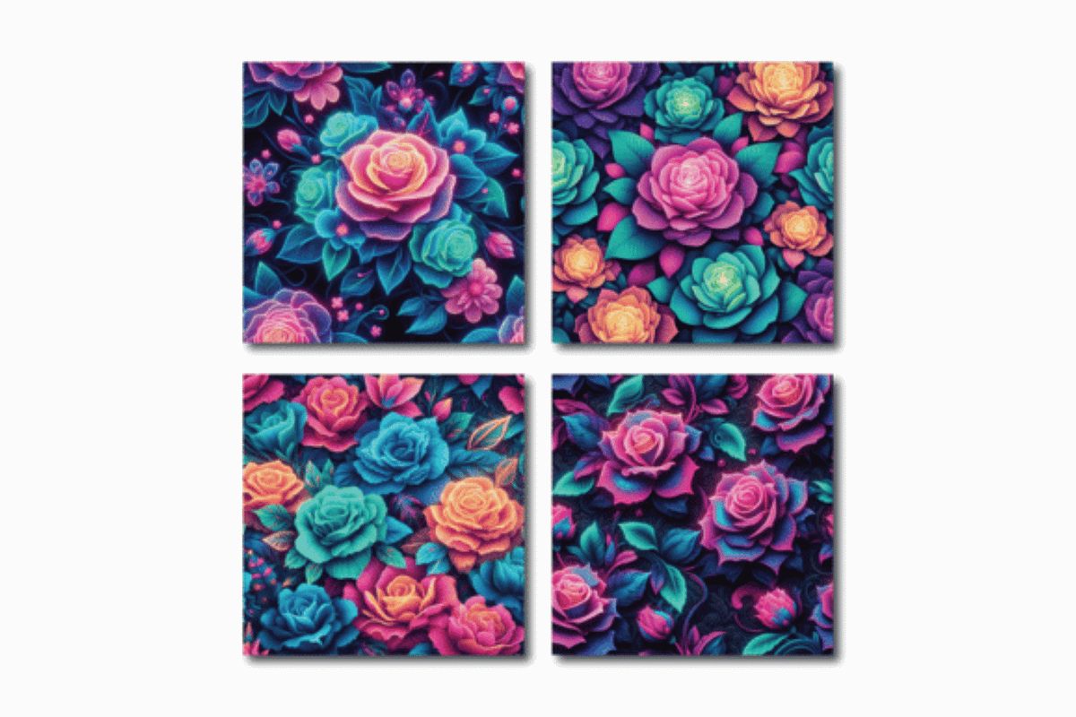 Neon Rose Flowers Crafted Texture, a Texture Graphic by Dizzy Art Studio (Photo 3 of 3)