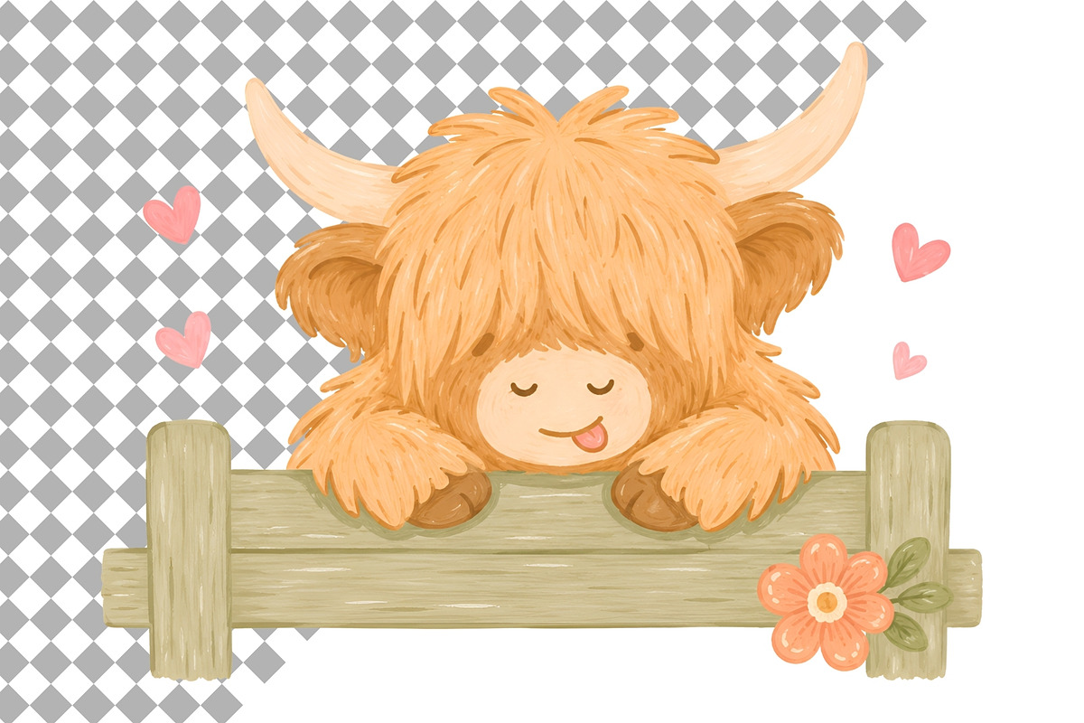 Highland Cow Clipart Farm Animal PNG, an Animal Illustration by SugarCloudStudioArt (Photo 6 of 6)