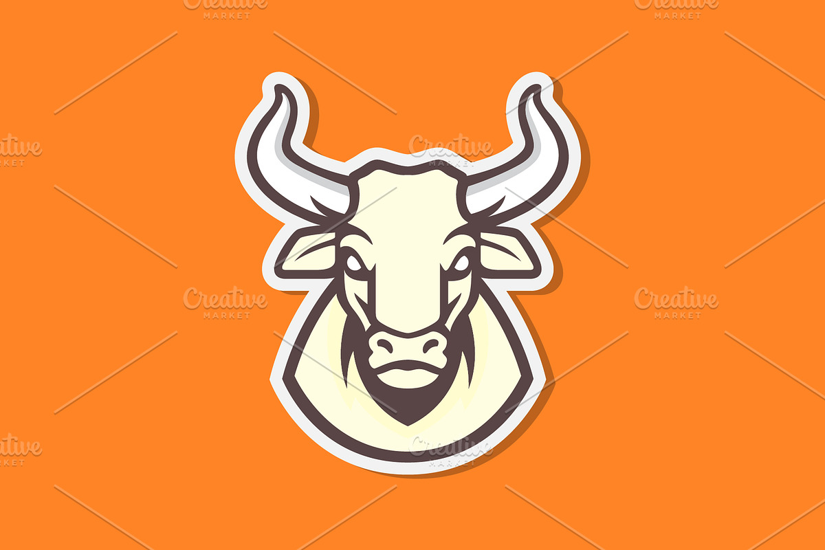 head cow long horn mascot icon, a Branding & Logo Template by devastd