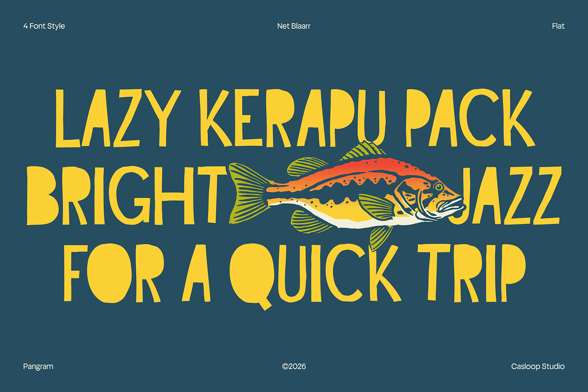 Net Blaarr – Retro Display Typeface, a Sans Serif Font by Casloop Studio (Photo 2 of 10)