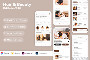 Hair & Beauty Mobile App UI Kit, an UI Kit Template by Betush